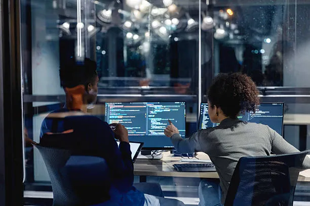 Cloud server racks with glowing indicators